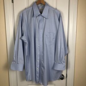 Eagle Shirtmakers Mens Dress Shirt Size Big 18 (32/33) Blue Non-Iron 100% Cotton